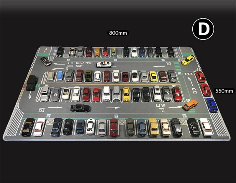 1:64 Scale Car Streets in World Cities Road Scene Accessory Parking Lot Mat For Diecast Vehicle Display Mouse Pad Toys Gifts Fan