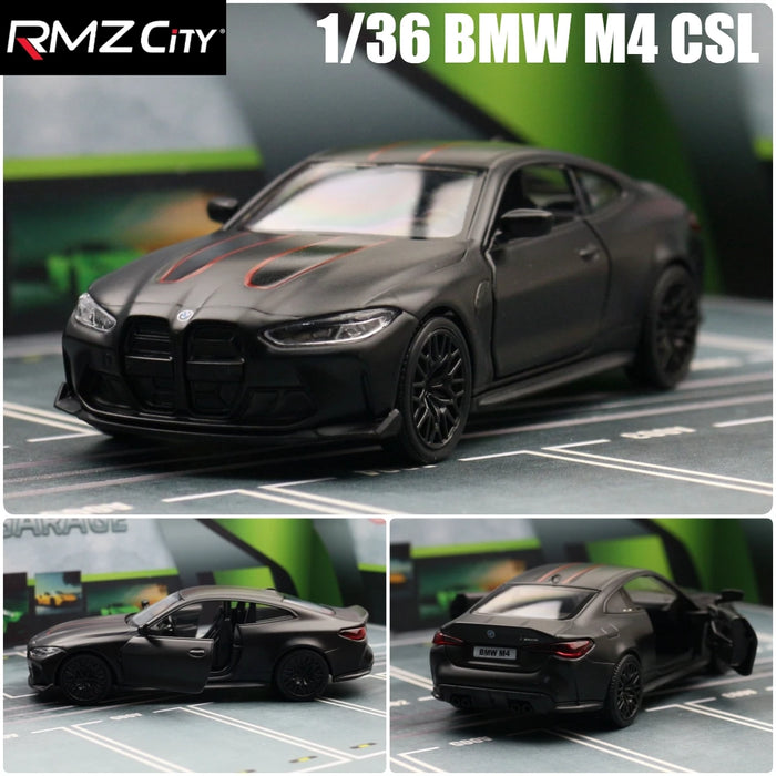 1/36 BMW M4 CSL G82 Sedan Toy Car Miniature Model RMZ CiTY Free Wheels Pull Back Diecast Alloy Collection Gift For Children Boy