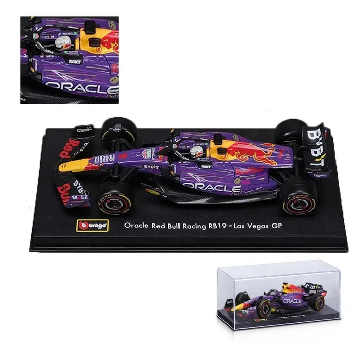 New Bburago 1:43 F1 RB19 Las Vegas GP Helmet Dust Cover Red Bull Racing RB19 #1 Max Verstappen #11 Sergio Perez  Formula Racing