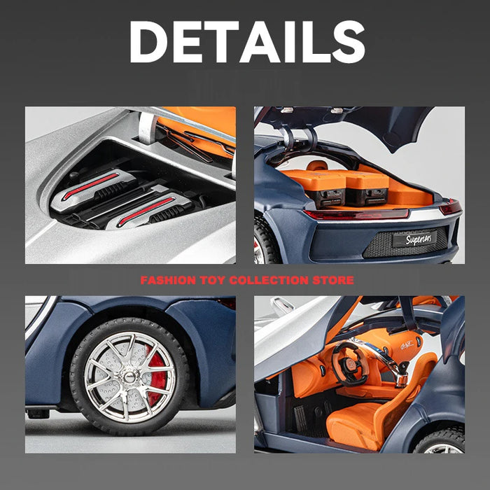 1:24 Bugadi ATLANTIC Fast & Furious Alloy Car Model Diecasts Toy With Sound and Light Vehicles Decoration Toys For Kids Gift