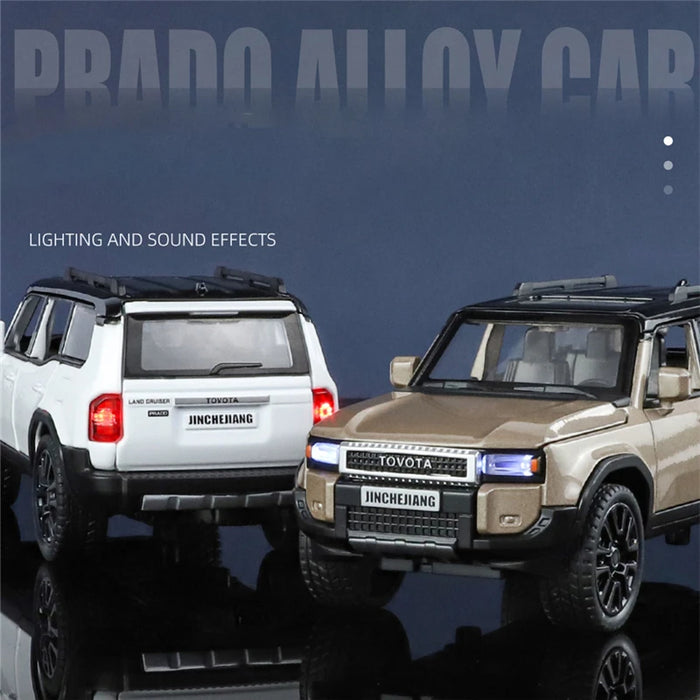 1/32 Toyota 2024 PRADO Land Cruiser Alloy Car Model Diecast Metal Off-road Vehicles Car Model Sound and Light Childrens Toy Gift