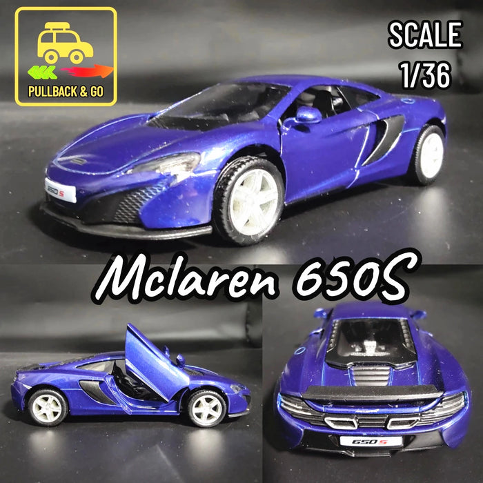 1/36 Mclaren 600LT 650S Pullback Toy Car Model Official Licensed Scale Replica Metal Diecast Miniature Art Xmas Kid Boy Gift