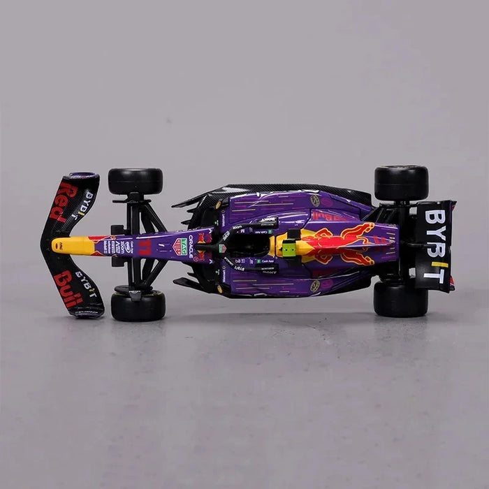 New Bburago 1:43 F1 RB19 Las Vegas GP Helmet Dust Cover Red Bull Racing RB19 #1 Max Verstappen #11 Sergio Perez  Formula Racing