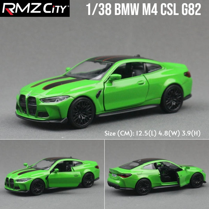 1/36 BMW M4 CSL G82 Sedan Toy Car Miniature Model RMZ CiTY Free Wheels Pull Back Diecast Alloy Collection Gift For Children Boy