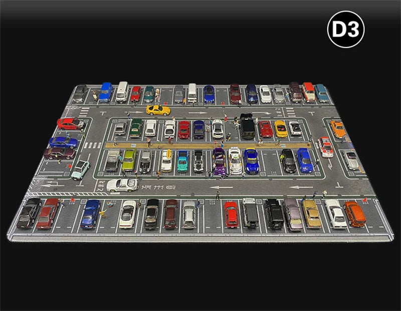 1:64 Scale Car Streets in World Cities Road Scene Accessory Parking Lot Mat For Diecast Vehicle Display Mouse Pad Toys Gifts Fan