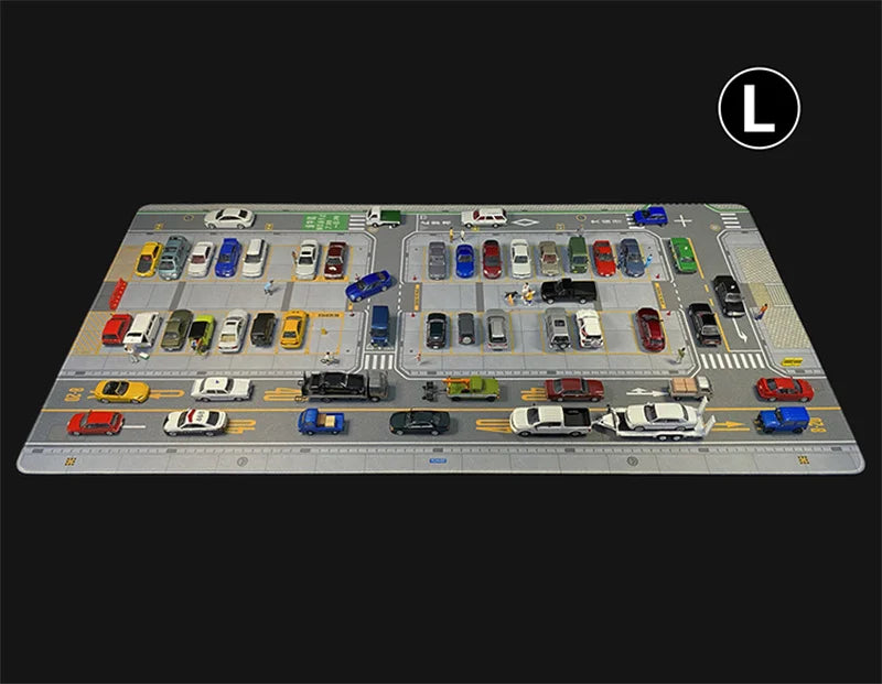1:64 Scale Car Streets in World Cities Road Scene Accessory Parking Lot Mat For Diecast Vehicle Display Mouse Pad Toys Gifts Fan