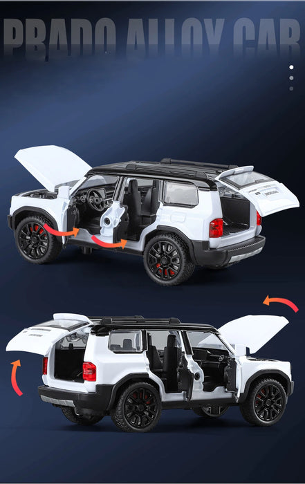 1/32 Toyota 2024 PRADO Land Cruiser Alloy Car Model Diecast Metal Off-road Vehicles Car Model Sound and Light Childrens Toy Gift
