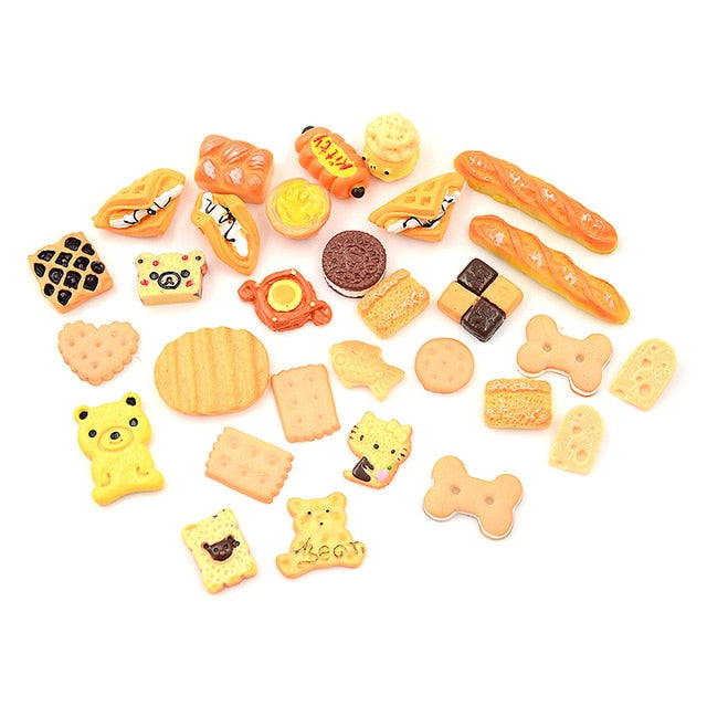 Cake Biscuit Donuts Dolls Pretend Toy 30pcs/lot Mini Play Food Miniature For Dolls Accessories