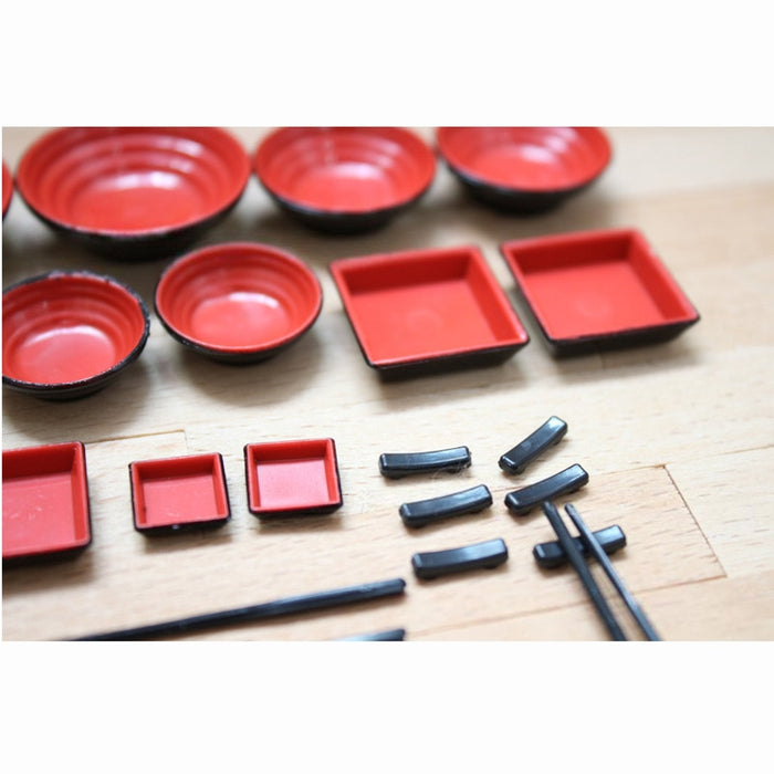 Chinese Dish Bowl Chopsticks Miniature 24pcs/set Tableware Set 1/12 Scale Kitchen Toy Dollhouse Miniature's Pretend Play