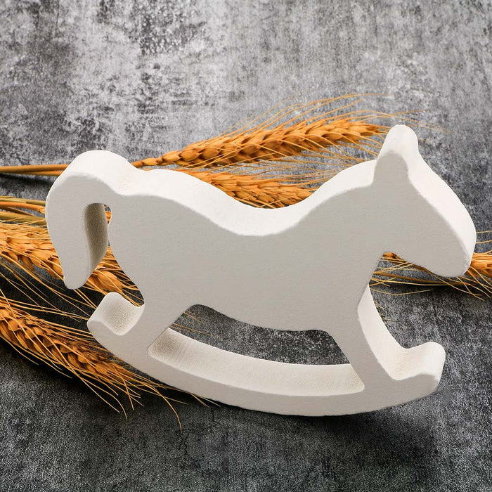 White Wooden Rocking Horse Figurines & Miniatures  Home Decor Crafts Kids Toys Trojan Wedding Ornament Drop shipping
