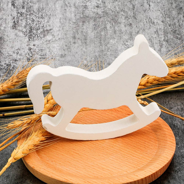White Wooden Rocking Horse Figurines & Miniatures  Home Decor Crafts Kids Toys Trojan Wedding Ornament Drop shipping