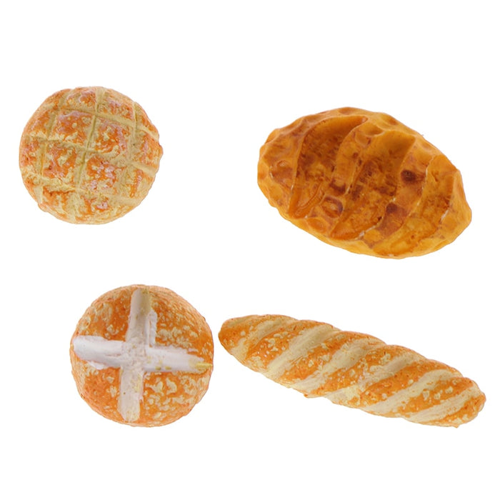 Bread Simulation Miniature 4Pcs/lot Scale Miniature Food Breakfast Snack Dessert 1/12 Dollhouse Kitchen Toys Dollhouse