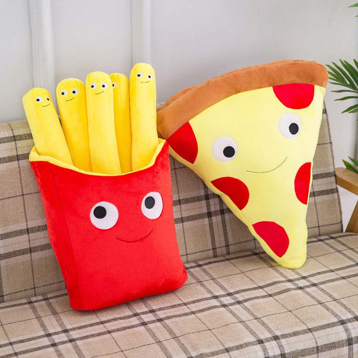 French Fries Pillow Baby Pizza Pillow Plush Toys Kids Dolls Birthday Gift Soft Cushion Pillow Boy Girl Gift Present Children Toy