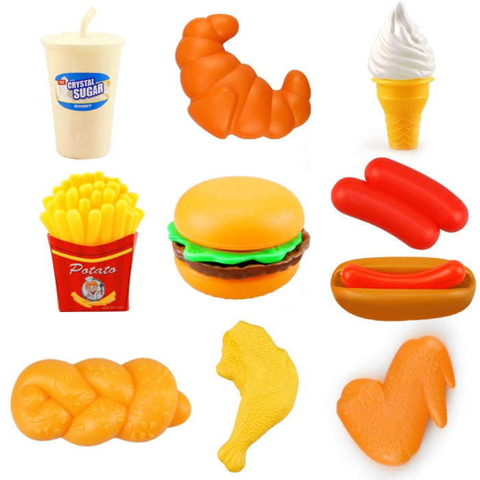 Cooking Snack Hamburgers Miniature 10PCS Educational Toys Food Kitchen Toy Set Pretend Play Do House Simulation For Girl Kid