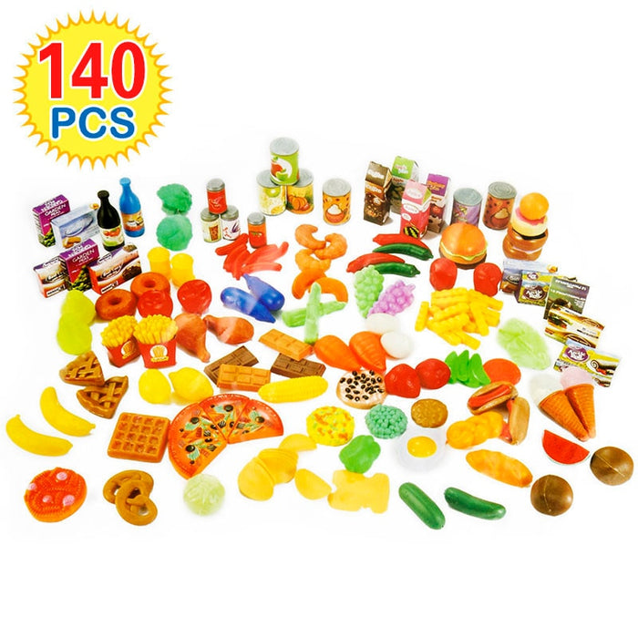 Cutting Fruits Vegetables Miniature 140Pcs Educational Classic Toy Pretend Play kids Kitchen Toys Safety Food Sets for Children