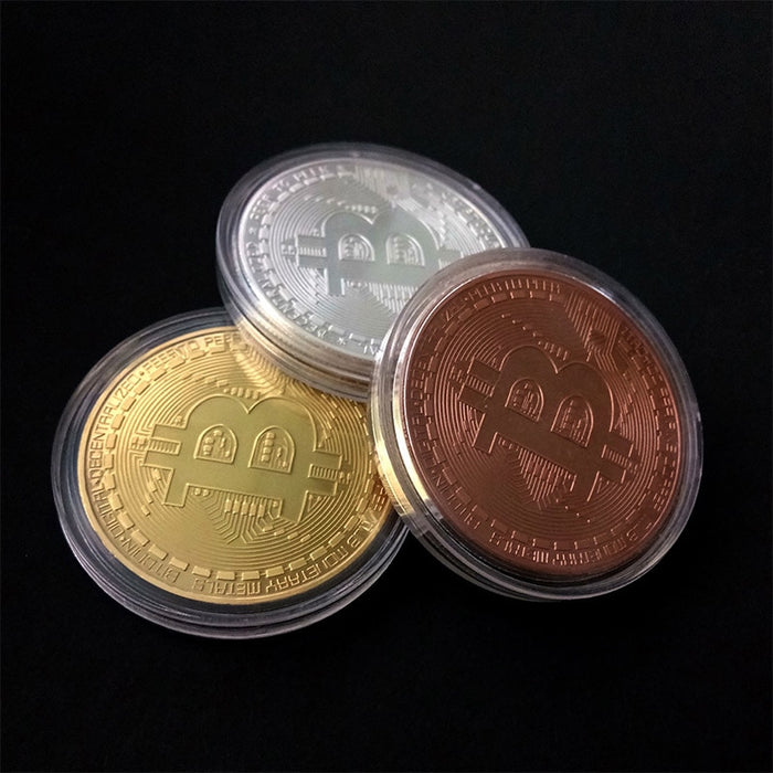 1pcs Gold Plated Bitcoin Coin Collectible Art Collection Gift Physical commemorative Casascius Bit BTC Metal Antique Imitation