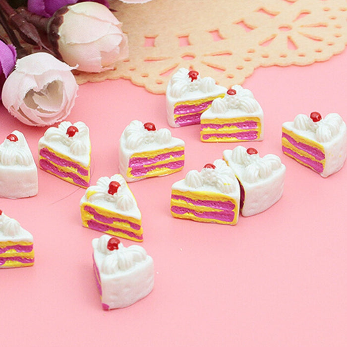 Artificial Fake Food Cake DIY Miniature Toy 10PCS Flat Back Resin Cabochon Decorative Craft Play Doll House