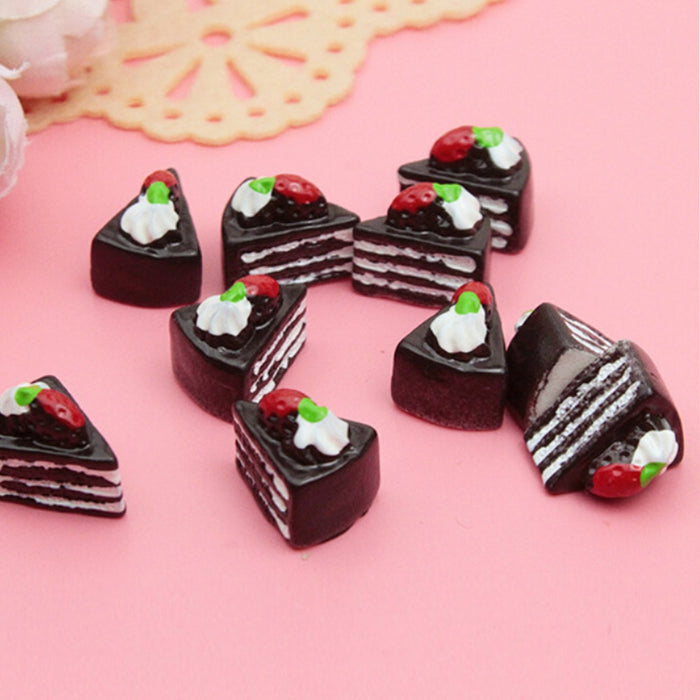 Artificial Fake Food Cake DIY Miniature Toy 10PCS Flat Back Resin Cabochon Decorative Craft Play Doll House