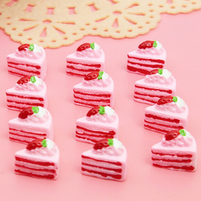 Artificial Fake Food Cake DIY Miniature Toy 10PCS Flat Back Resin Cabochon Decorative Craft Play Doll House