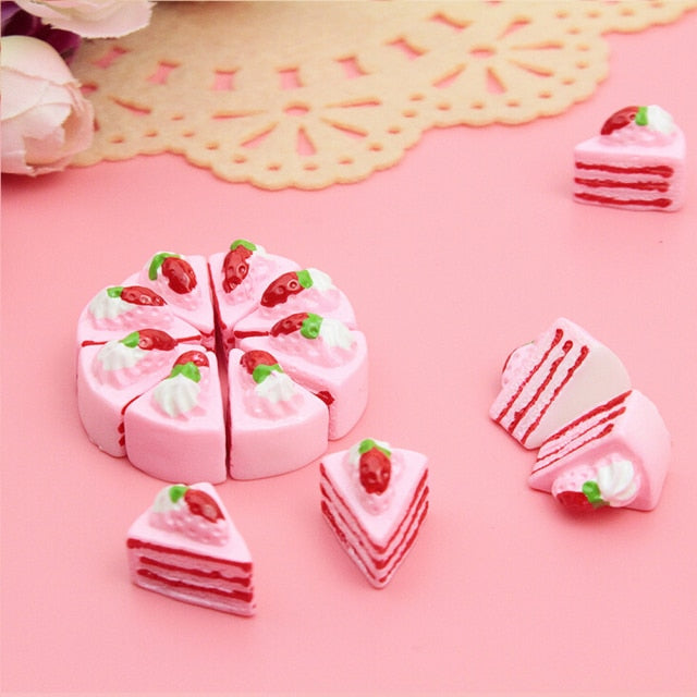 Artificial Fake Food Cake DIY Miniature Toy 10PCS Flat Back Resin Cabochon Decorative Craft Play Doll House