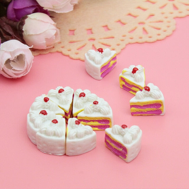 Artificial Fake Food Cake DIY Miniature Toy 10PCS Flat Back Resin Cabochon Decorative Craft Play Doll House