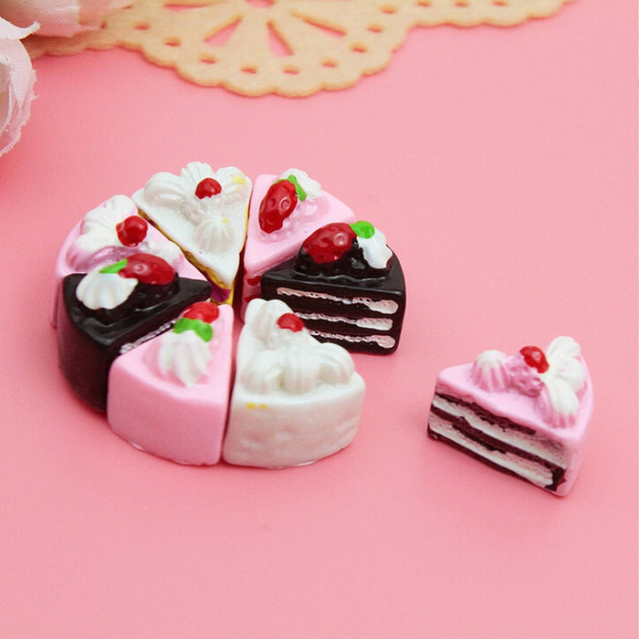 Artificial Fake Food Cake DIY Miniature Toy 10PCS Flat Back Resin Cabochon Decorative Craft Play Doll House