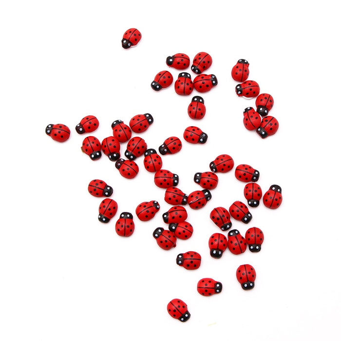 50/35/30/25/20pcs 5 Sizes Red Landscape Ladybug Miniature