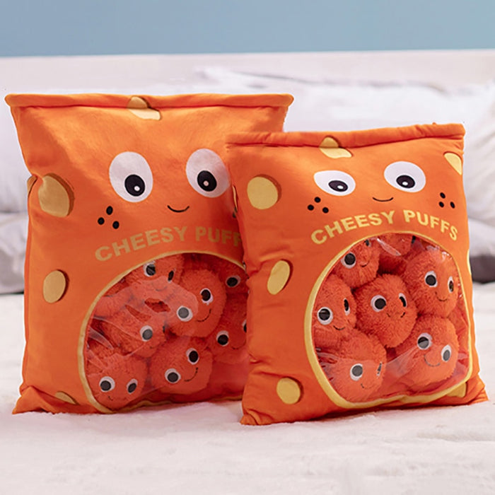 a bag of cheesy puffs toy 6pcs stuffed soft snack pillow 9pcs plush puff toy kids toys birthday christmas gift for child