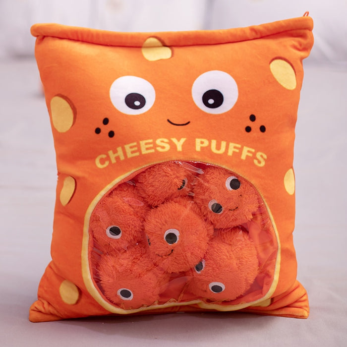 a bag of cheesy puffs toy 6pcs stuffed soft snack pillow 9pcs plush puff toy kids toys birthday christmas gift for child