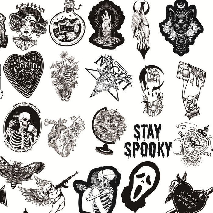 1:32 Black White Gothic Style Horror Thriller Stickers