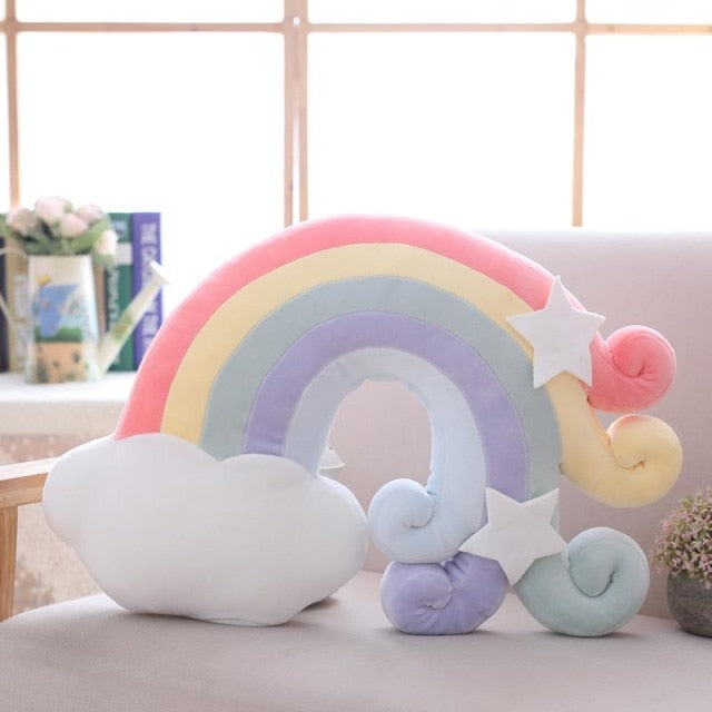 round shape stuffed soft ball pillow candy color cloud star moon rainbow pillow cushion home sofa decor pillow gift for friend