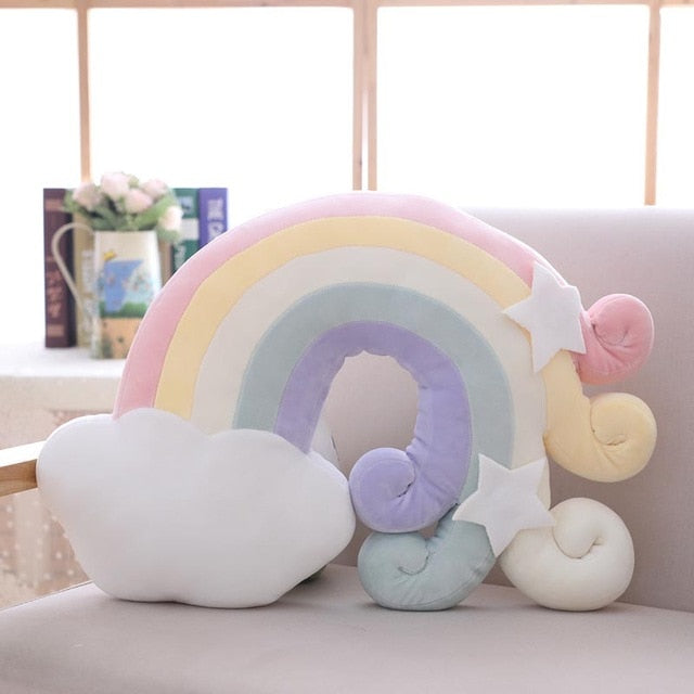 round shape stuffed soft ball pillow candy color cloud star moon rainbow pillow cushion home sofa decor pillow gift for friend