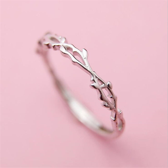 n Leaf 925 Sterling Silver Jewelry Not Allergic Popular Branch Exquisite Women Opening Rings New Simple Twig Thor