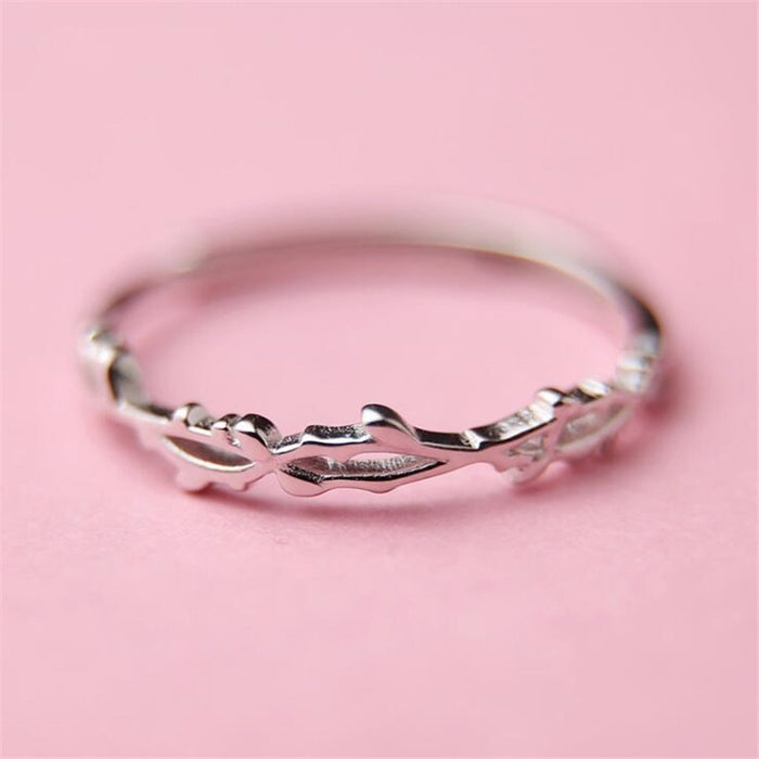 n Leaf 925 Sterling Silver Jewelry Not Allergic Popular Branch Exquisite Women Opening Rings New Simple Twig Thor