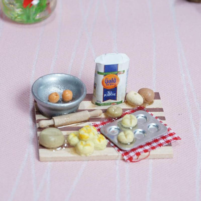 Table Cutting Board Flour Dollhouse Miniature 1:12 Mini Rich Face Point Making Dollhouse Fast Food Doll House Kitchen