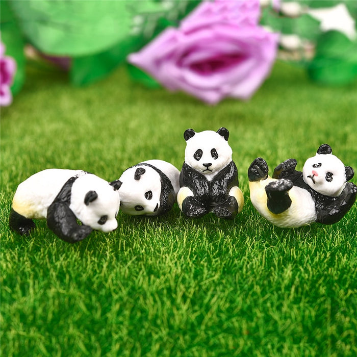 4pcs/set Cute Panda Moss Terrarium Miniature