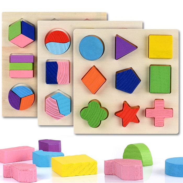 Wooden Geometric Shapes Montessori Puzzle Sorting Toddler Toys for Children Math Bricks Preschool Learning Educational Game Baby