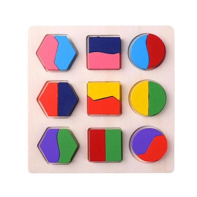 Wooden Geometric Shapes Montessori Puzzle Sorting Toddler Toys for Children Math Bricks Preschool Learning Educational Game Baby