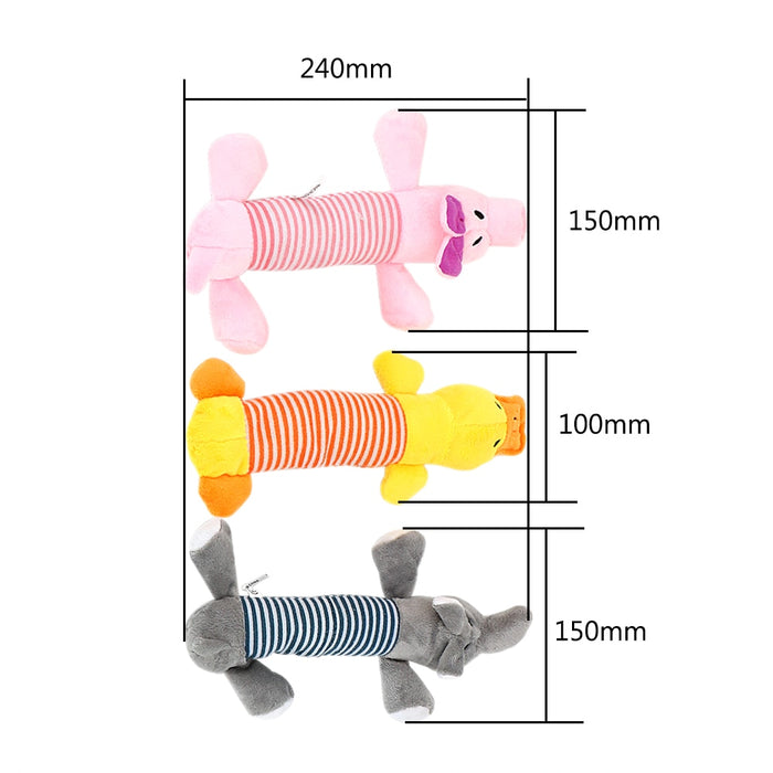 Dog Cat Fleece Pet Funny Plush Toys Squeak Chew Dog Toys Sound Dolls Elephant Duck Pig Fit for All Pets Durability