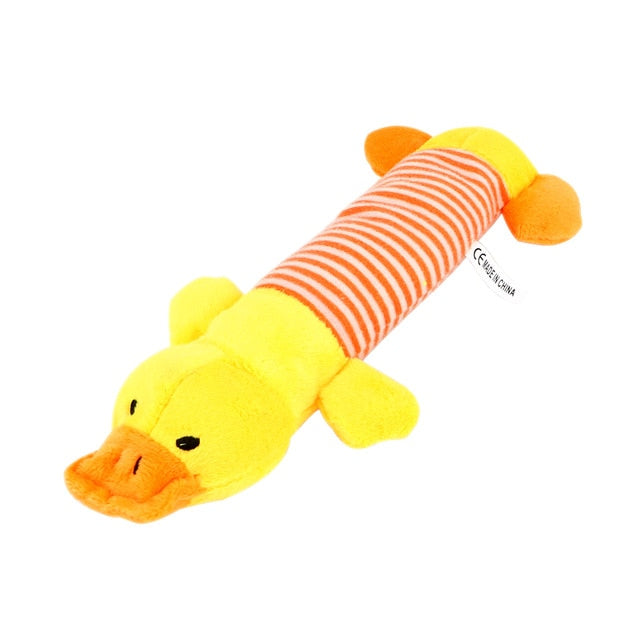 Dog Cat Fleece Pet Funny Plush Toys Squeak Chew Dog Toys Sound Dolls Elephant Duck Pig Fit for All Pets Durability