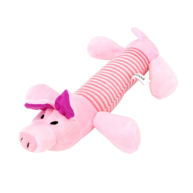 Dog Cat Fleece Pet Funny Plush Toys Squeak Chew Dog Toys Sound Dolls Elephant Duck Pig Fit for All Pets Durability