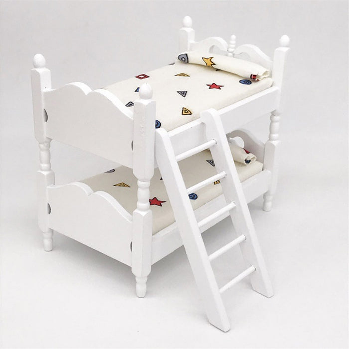 1:12 Mini Wood Colorful Printing Bed Doll House