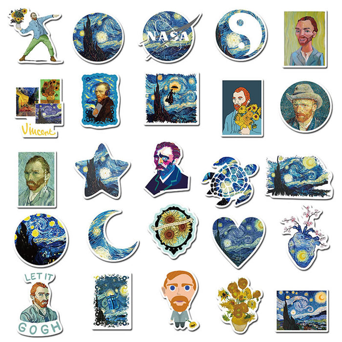 10/40PCS Waterproof PVC The Painting Of Van Gogh Stickers