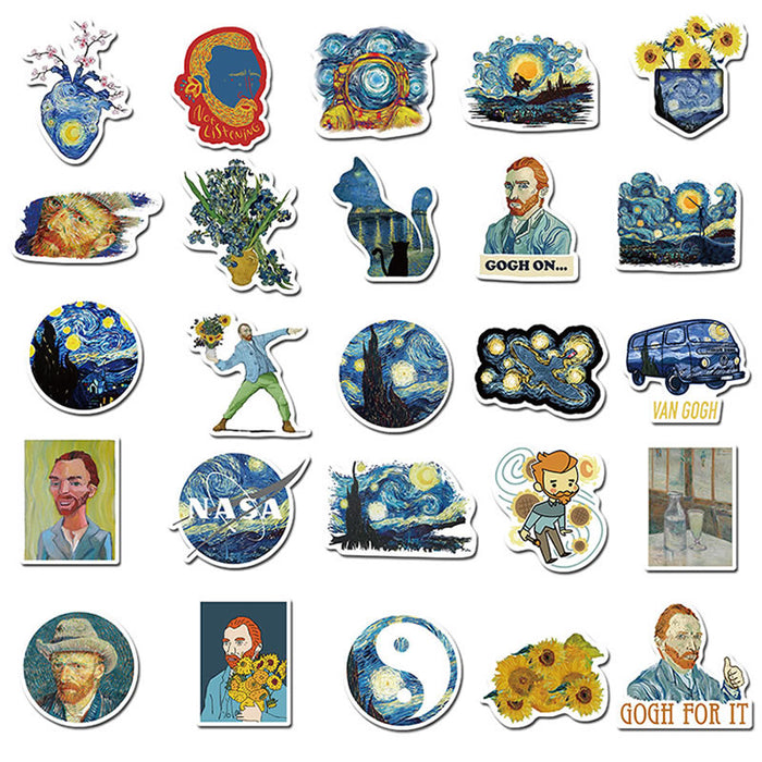 10/40PCS Waterproof PVC The Painting Of Van Gogh Stickers