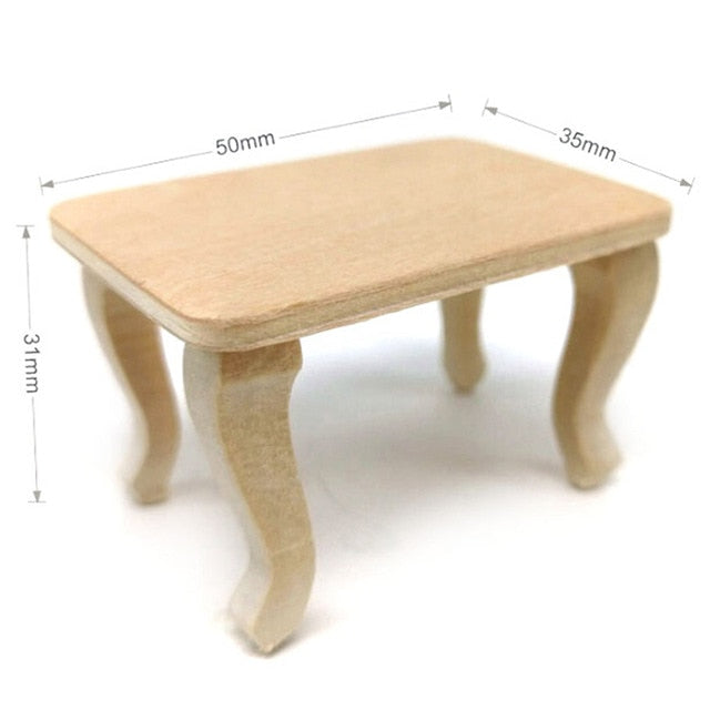 Mini Wooden Coffee Table Miniature 1/12 Dollhouse Simulation End Table Furniture Toys for Doll House Decoration Accessories