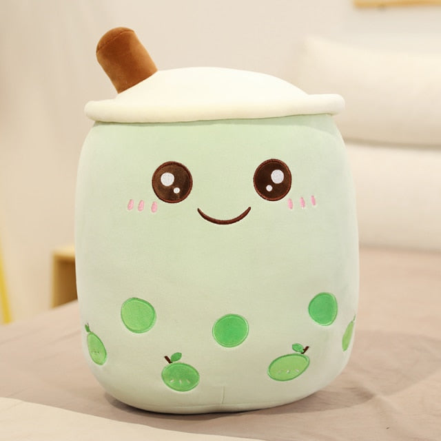 tea cup shaped pillow with suction cute cuddling cartoon fruit bubble tubes real-life stuffed soft back cushion funny boba food