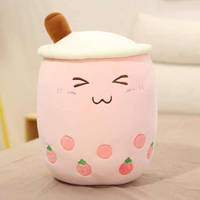 tea cup shaped pillow with suction cute cuddling cartoon fruit bubble tubes real-life stuffed soft back cushion funny boba food