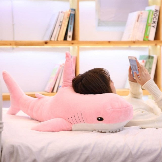 15-140cm Giant Shark Plush Toy Soft Stuffed Speelgoed Animal Reading Pillow for Birthday Gifts Cushion Doll Gift For Children