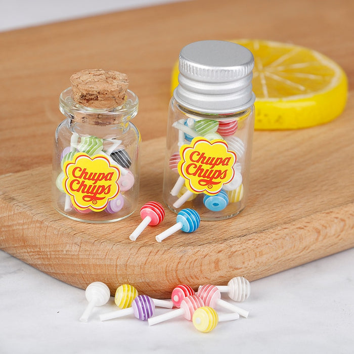 1/12 Miniature Food Dessert Sugar Mini Lollipops With Case Holder Candy