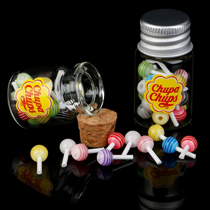 1/12 Miniature Food Dessert Sugar Mini Lollipops With Case Holder Candy